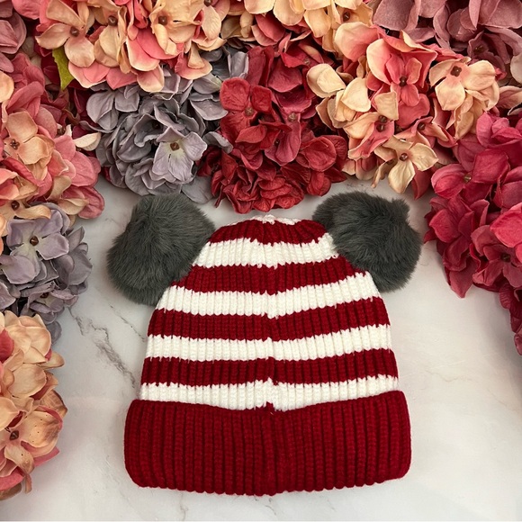 Infant Baby Red Striped Winter Hat & Ring Scarf Set - Picture 9 of 16